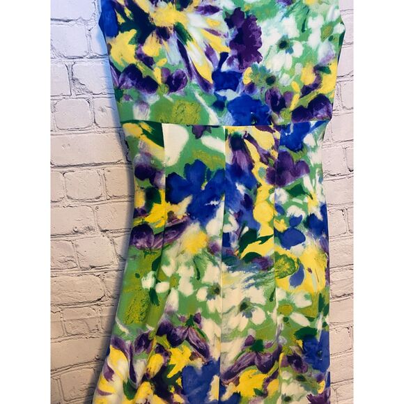 Lauren by Ralph Lauren Dress Size 2 Faux Wrap Dress Colorful Floral Pattern - Picture 11 of 13